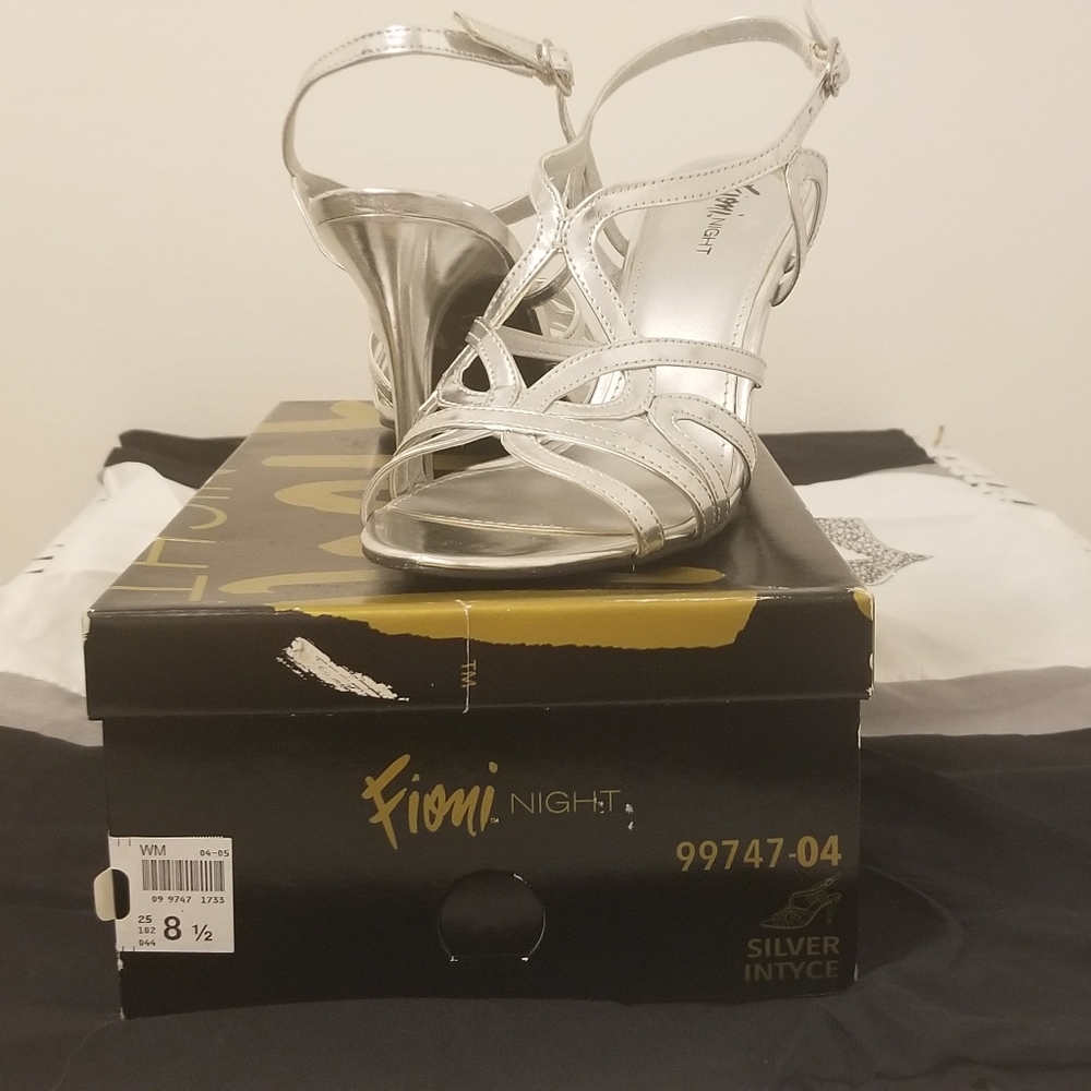Fioni Night Strappy Silver Heels 3.5 Inch